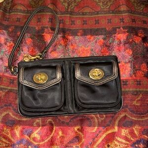 Coach Black and Gold Wristlet